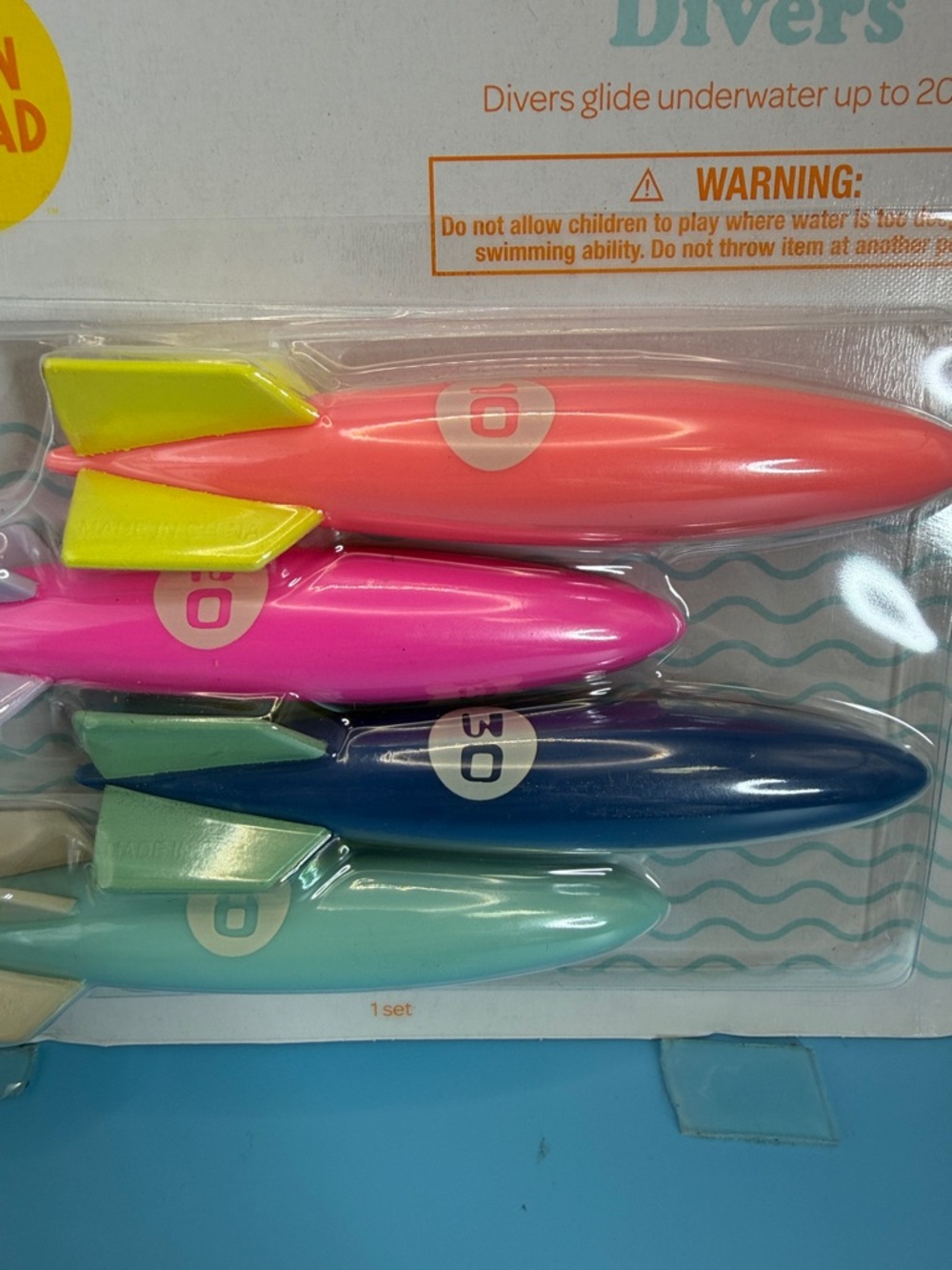 Sun Squad Torpedo Divers 4-Pack - Pink, Coral, Blue, Aqua - Picture 3 of 4